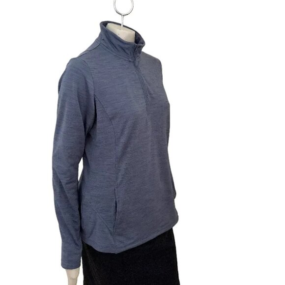 EDDIE BAUER 1/4 Zip Pullover in Lavender Space Dye - Pockets Thumbholes SZ L - Picture 4 of 11